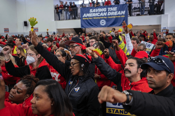 | Workers attend a rally at the United Auto Workers UAW Local 551 in Chicago on October 7 2023 PHOTO BY JIM VONDRUSKAGETTY IMAGES | MR Online